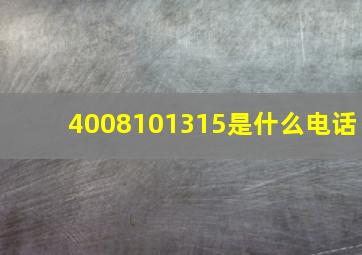 4008101315是什么电话