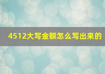 4512大写金额怎么写出来的