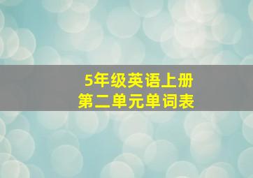 5年级英语上册第二单元单词表