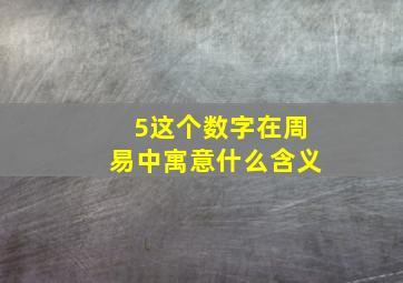 5这个数字在周易中寓意什么含义