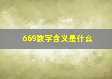 669数字含义是什么