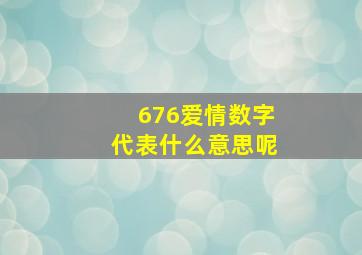 676爱情数字代表什么意思呢