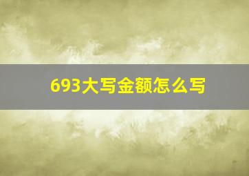 693大写金额怎么写