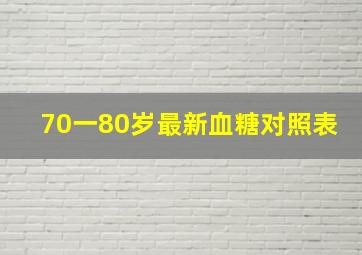 70一80岁最新血糖对照表