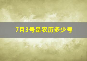 7月3号是农历多少号