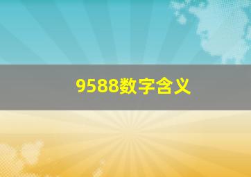 9588数字含义