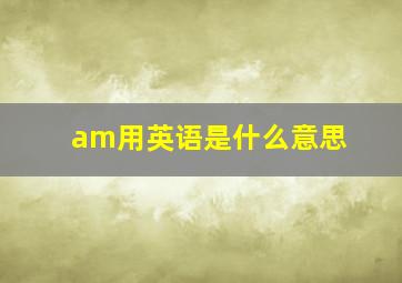 am用英语是什么意思