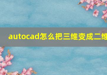 autocad怎么把三维变成二维