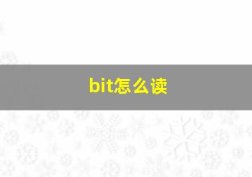 bit怎么读