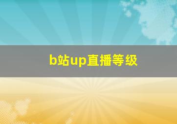 b站up直播等级