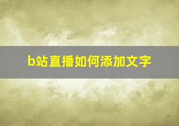 b站直播如何添加文字