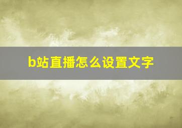 b站直播怎么设置文字