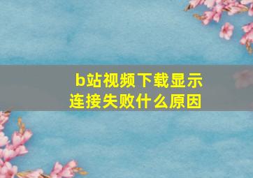 b站视频下载显示连接失败什么原因