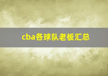 cba各球队老板汇总