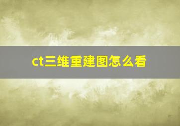 ct三维重建图怎么看