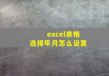 excel表格选择年月怎么设置