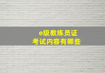 e级教练员证考试内容有哪些