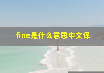 fine是什么意思中文译