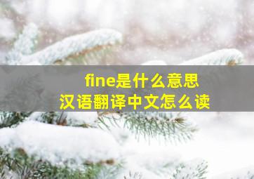 fine是什么意思汉语翻译中文怎么读