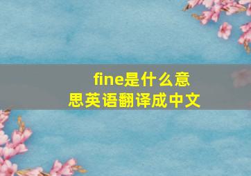 fine是什么意思英语翻译成中文