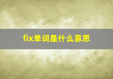 fix单词是什么意思