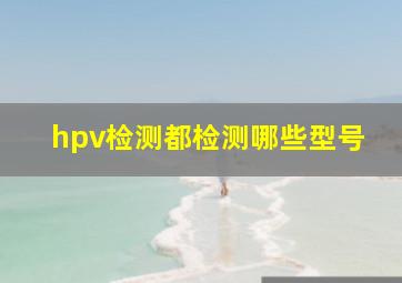 hpv检测都检测哪些型号