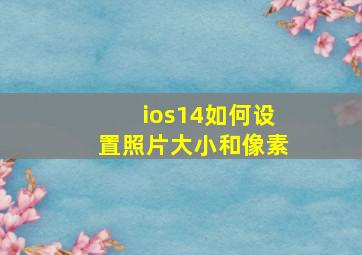 ios14如何设置照片大小和像素