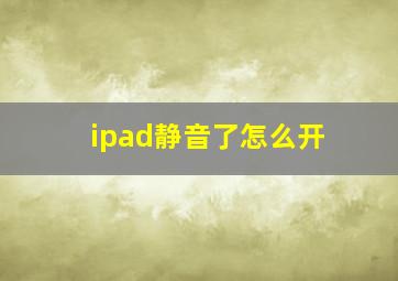 ipad静音了怎么开