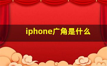 iphone广角是什么