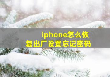 iphone怎么恢复出厂设置忘记密码