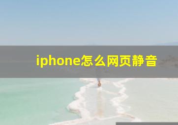 iphone怎么网页静音