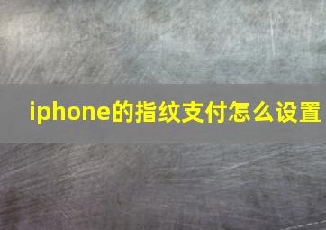 iphone的指纹支付怎么设置