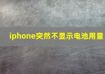 iphone突然不显示电池用量