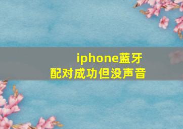 iphone蓝牙配对成功但没声音