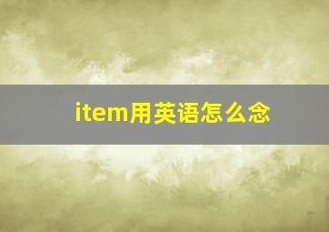 item用英语怎么念