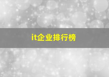 it企业排行榜