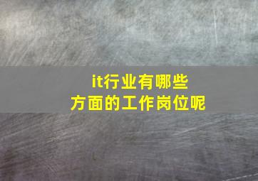 it行业有哪些方面的工作岗位呢