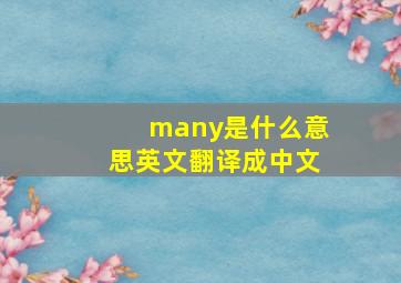 many是什么意思英文翻译成中文