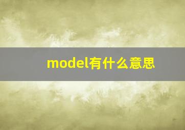 model有什么意思