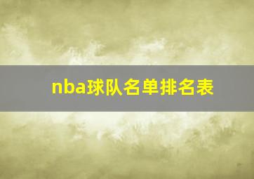 nba球队名单排名表