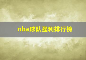 nba球队盈利排行榜