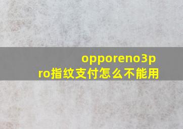 opporeno3pro指纹支付怎么不能用