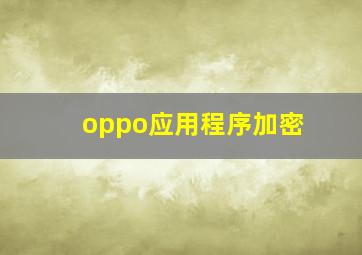 oppo应用程序加密