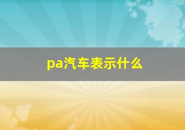 pa汽车表示什么