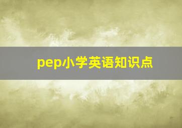 pep小学英语知识点