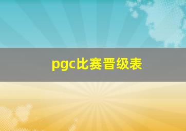 pgc比赛晋级表