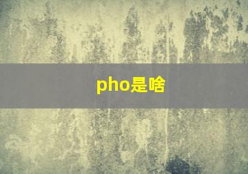 pho是啥