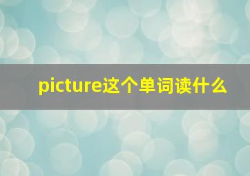 picture这个单词读什么