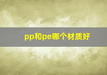 pp和pe哪个材质好