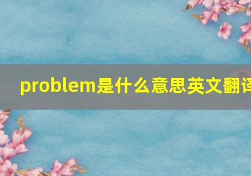 problem是什么意思英文翻译